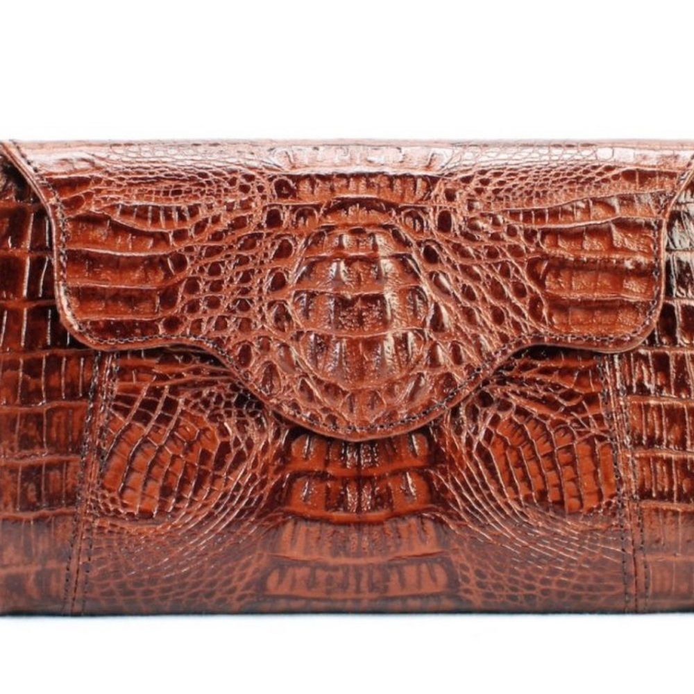 VEARI VEGAS NIGHTS EMBOSSED ALLIGATOR WALLET CLUTCH NEW